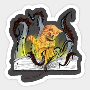 cat reading a book Sticker